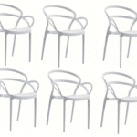 KIT 6 SEDIE POLIPROPILENE BAR RISTORANTE SEDIA INTERNO ESTERNO GIARDINO BIANCO 450