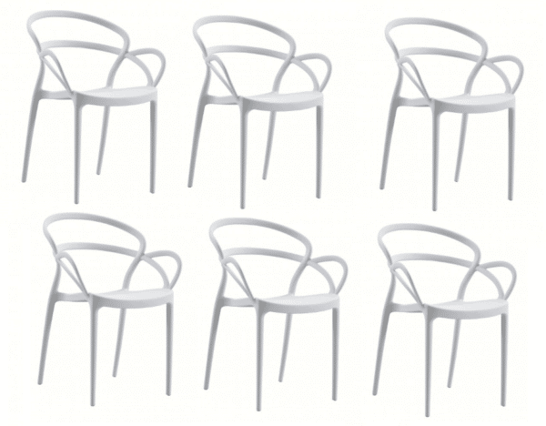KIT 6 SEDIE POLIPROPILENE BAR RISTORANTE SEDIA INTERNO ESTERNO GIARDINO BIANCO 450