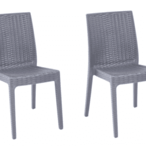KIT 2 SEDIE SEDIA POLIPROPILENE BAR RISTORANTE INTERNO ESTERNO SIMIL RATTAN SL ANTRACITE