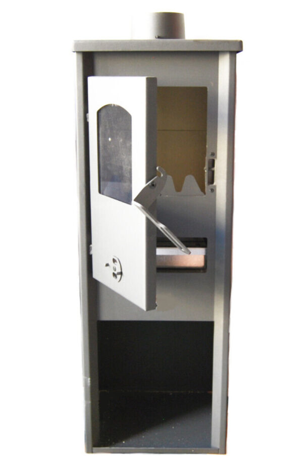 STUFA A LEGNA ACCIAIO VETRO 6KW CAMINO PORTALEGNA cm 33x36x94 ANTRACITE EKLX 050