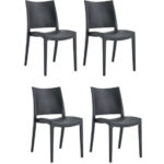 KIT 4 SEDIE POLIPROPILENE CUCINA BAR RISTORANTE SEDIA INTERNO ESTERNO NERO 580FL