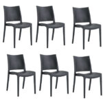 KIT 6 SEDIE POLIPROPILENE CUCINA BAR RISTORANTE SEDIA INTERNO ESTERNO NERO 580FL