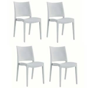 KIT 4 SEDIE POLIPROPILENE CUCINA BAR RISTORANTE SEDIA INTERNO ESTERNO BIANCO 573