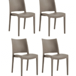KIT 4 SEDIE POLIPROPILENE CUCINA RISTORANTE SEDIA INTERNO ESTERNO TORTORA 597FLA
