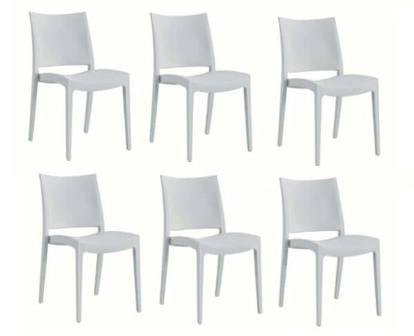 KIT 6 SEDIE POLIPROPILENE CUCINA BAR RISTORANTE SEDIA INTERNO ESTERNO BIANCO 573