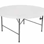 Tavolo tondo per interno esterno catering pieghevole polipropilene cm Ø180x74h bianco 406v