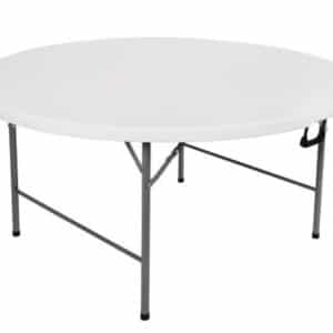 Tavolo tondo per interno esterno catering pieghevole polipropilene cm Ø180x74h bianco 406v
