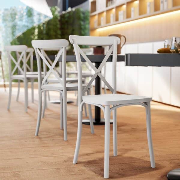 SEDIA POLIPROPILENE BAR RISTORANTE CUCINA SEDIE INTERNO ESTERNO BIANCO CROSS 412
