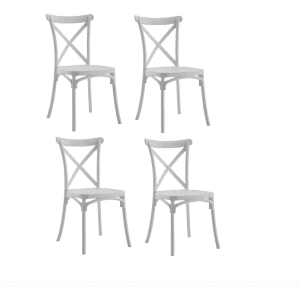 KIT 4 SEDIE POLIPROPILENE CUCINA BAR RISTORANTE SEDIA INTERNO ESTERNO BIANCO 412