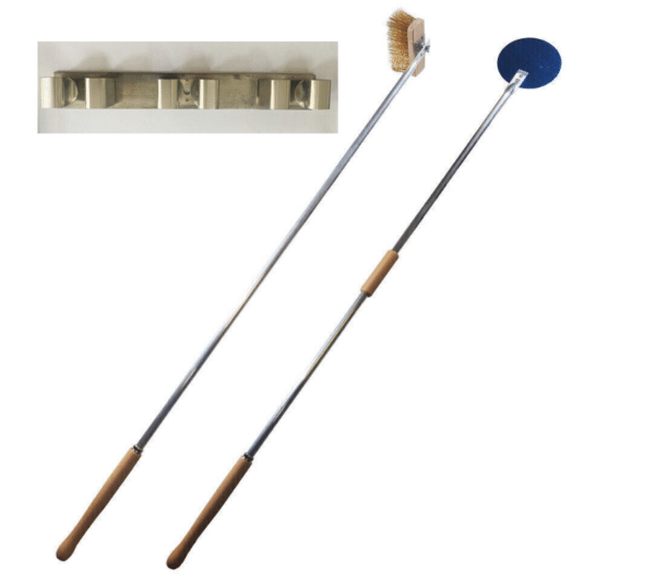 KIT SET PALA 18 + SPAZZOLA P.+ SUPPORTO A MURO PIZZA FORNO LEGNA PALE PIZZE 3PZ