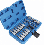 CHIAVI BUSSOLA BUSSOLE 34 PZ CASSETTA TORX T10 T60 3/8" PUNTA CACCIAVITE 4TESs