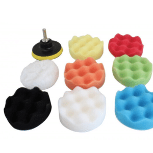 KIT LUCIDATURA AUTO SPUGNA TAMPONE TAMPONI PLATORELLO 80MM 3,2" POLLICI 9PZ 681s