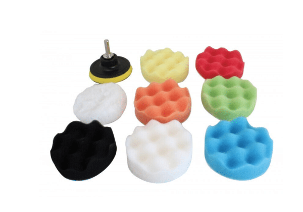 KIT LUCIDATURA AUTO SPUGNA TAMPONE TAMPONI PLATORELLO 80MM 3,2" POLLICI 9PZ 681s