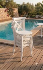 KIT 4 SEDIE POLIPROPILENE CUCINA BAR RISTORANTE SEDIA INTERNO ESTERNO BIANCO 412 - immagine 2