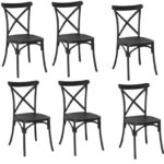 KIT 6 SEDIE POLIPROPILENE CUCINA BAR RISTORANTE SEDIA INTERNO ESTERNO CROSS NERO 436v