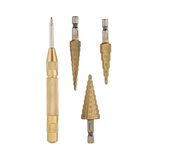 KIT PUNTERUOLO SCATTO CENTRAGGIO TRAPANO FRESE GRADINO SCALINO 3 12 4 20 MM 045H