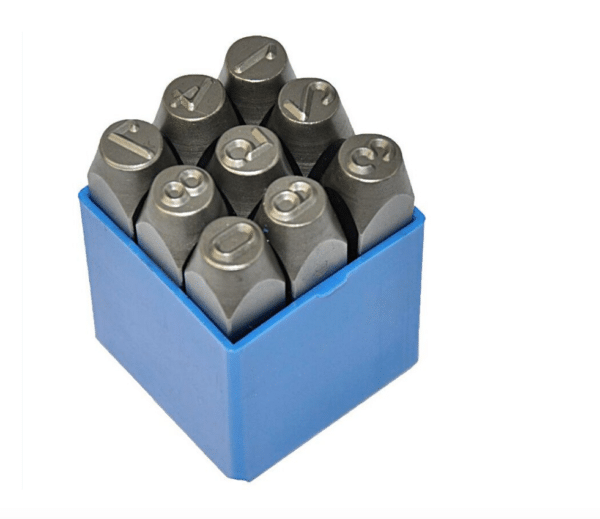 SET PUNZONI STAMPINI NUMERI 9pz DA 10mm TIMBRI PUNZONATORI MARCATURA SU METALLO