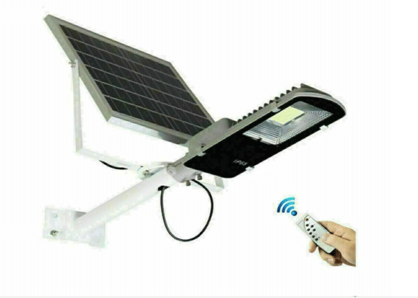 FARO FARETTO LED LAMPIONE STRADALE 300W PANNELLO SOLARE STAFFA TELECOMANDO 607