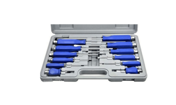 KIT 12PZ CACCIAVITI CACCIAVITE BATTERE TAGLIO CROCE GIRAVITE CRV VALIGETTA 704EN