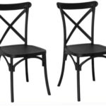 KIT 2 SEDIE POLIPROPILENE CUCINA BAR RISTORANTE SEDIA INTERNO ESTERNO CROSS NERO 436v
