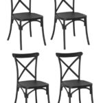 KIT 4 SEDIE POLIPROPILENE CUCINA BAR RISTORANTE SEDIA INTERNO ESTERNO CROSS NERO 436v