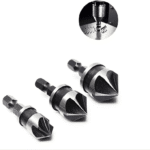 3 PZ SVASATORI A 5 TAGLIENTI Ø 12 16 19 mm FRESE A SVASARE 90° PER TRAPANO 179HO