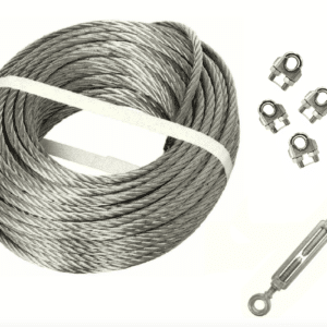 FUNE COMMERCIALE + TENDITORE MORSETTO ACCIAIO OCCHIO GANCIO VERRICELLO 5MM 100MT