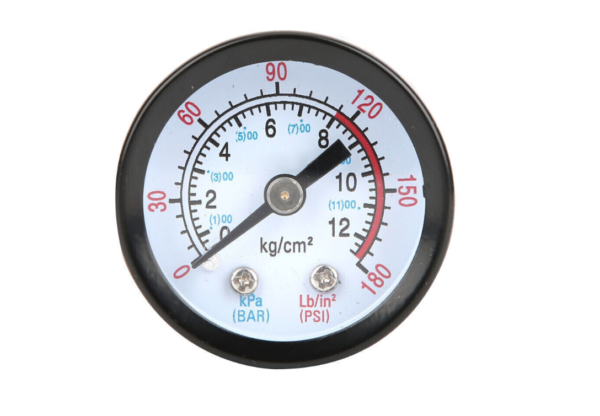 MANOMETRO MISURATORE PRESSIONE COMPRESSORE ARIA 12 BAR 180 PSI 1/4" ACCIAO 14S
