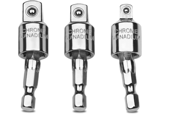 KIT 3 ADATTATORI SNODO ATTACCO 1/4 PER BUSSOLE AVVITATORE TRAPANO 1/4 3/8 1/2 LI