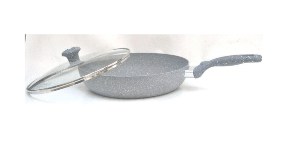 PADELLA TEGAME WOK COPERCHIO IN VETRO ANTIADERENTE ANTIGRAFFIO MINERALE 30 CM