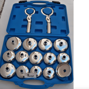 CHIAVI A TAZZA PER FILTRO OLIO CARTUCCIA AUTO CAMBIO UNIVERSALE 14 PZ CROMATE