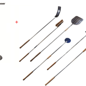 KIT SUPPORTO REGGI PALA PIZZA FORNO A LEGNA 6 POSTI PORTAPALE H150 + PALE 6 PZ