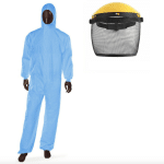 KIT MASCHERA VISIERA GIARDINAGGIO PROTETTIVA DECESPUGLIATORE + TUTA TNT GIARDINO