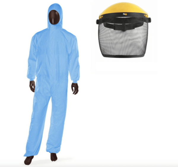 KIT MASCHERA VISIERA GIARDINAGGIO PROTETTIVA DECESPUGLIATORE + TUTA TNT GIARDINO
