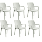 KIT 6 SEDIE POLIPROPILENE BAR RISTORANTE INTERNO ESTERNO SIMIL RATTAN BIANCO DFN
