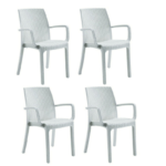 KIT 4 SEDIE POLIPROPILENE BAR RISTORANTE INTERNO ESTERNO SIMIL RATTAN BIANCO DFN