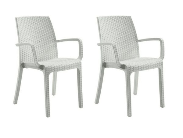 KIT 2 SEDIE POLIPROPILENE BAR RISTORANTE INTERNO ESTERNO SIMIL RATTAN BIANCO DFN
