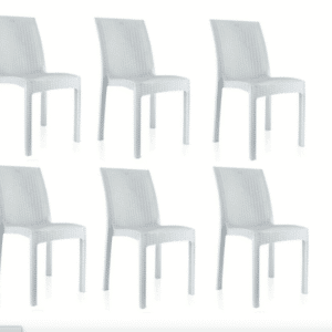 KIT 6 SEDIE POLIPROPILENE BAR RISTORANTE INTERNO ESTERNO SIMIL RATTAN SL BIANCO