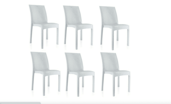 KIT 6 SEDIE POLIPROPILENE BAR RISTORANTE INTERNO ESTERNO SIMIL RATTAN SL BIANCO