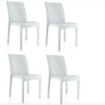 KIT 4 SEDIE POLIPROPILENE BAR RISTORANTE INTERNO ESTERNO SIMIL RATTAN SL BIANCO