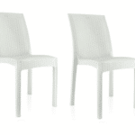 KIT 2 SEDIE SEDIA POLIPROPILENE BAR RISTORANTE INTERNO ESTERNO SIMIL RATTAN SL BIANCO