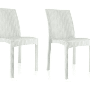 KIT 2 SEDIE SEDIA POLIPROPILENE BAR RISTORANTE INTERNO ESTERNO SIMIL RATTAN SL BIANCO