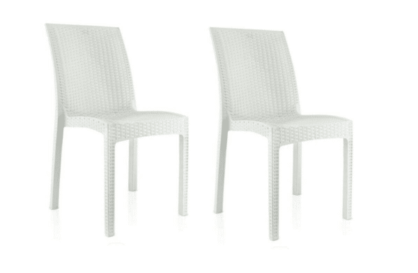KIT 2 SEDIE SEDIA POLIPROPILENE BAR RISTORANTE INTERNO ESTERNO SIMIL RATTAN SL BIANCO