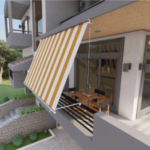 TENDA DA SOLE A CADUTA BALCONE SENZA CASSONETTO 3x2,5 MT GIALLO BIANCO 4902
