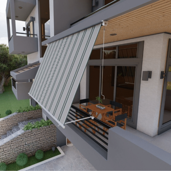 TENDA DA SOLE A CADUTA BALCONE SENZA CASSONETTO 3x2,5 MT RIGATO BEIGE 4906