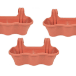 KIT 3 PZ FIORIERA 3 POSTI BALCONE BALCONIERA PLASTICA MARRONE CM 53x28x25H 584d