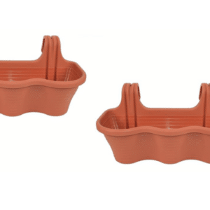 KIT 2 PZ FIORIERA 3 POSTI BALCONE BALCONIERA PLASTICA MARRONE CM 53x28x25H 584d