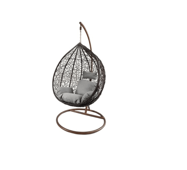 POLTRONA PENSILE DONDOLO SOSPESA GIARDINO BALCONE SEDIA MARRONE CON CUSCINO 906