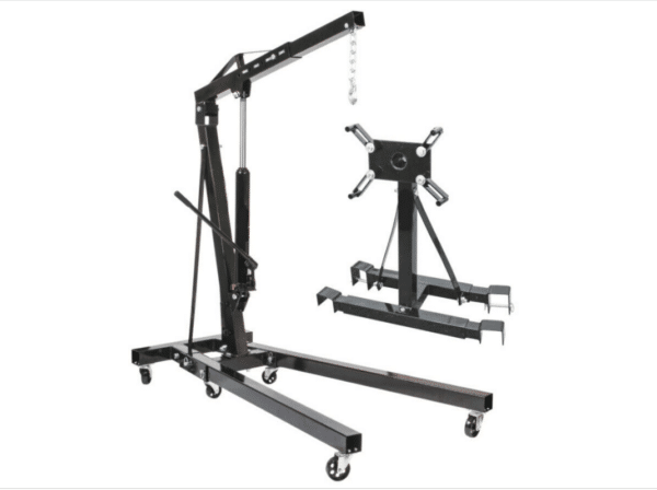 KIT GRUETTA GRU IDRAULICA 2000 KG PIEGHEVOLE OFFICINA + SUPPORTO MOTORI 2T 577aw
