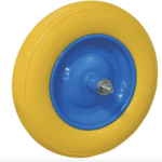 RUOTA PIENA POLIURETANICA PER CARRIOLA FORO 135MM PERNO LUNGO CUSCINETTO 36 CM 068